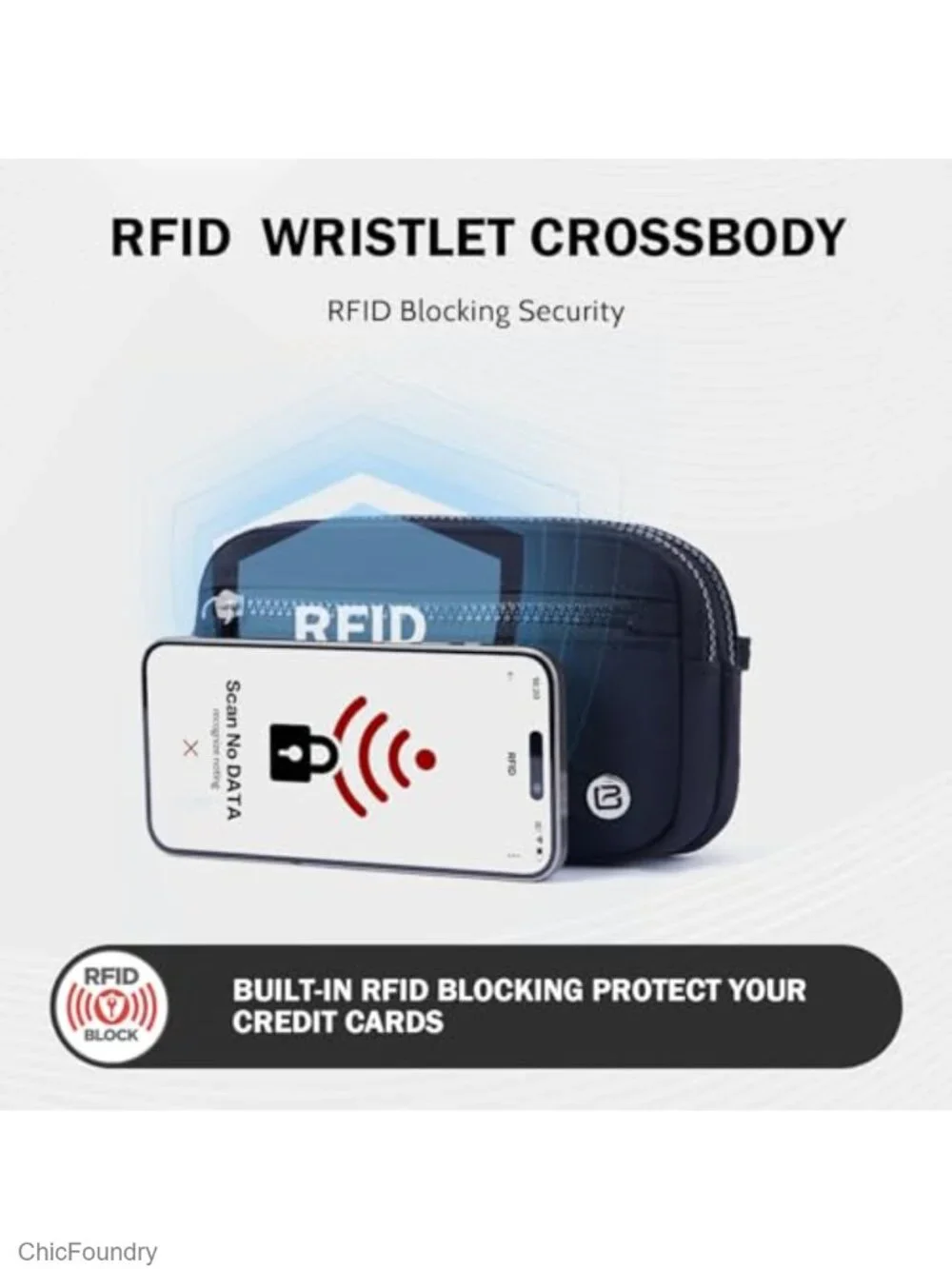 Nylon Crossbody Wristlet Purse with RFID Blocking, Phone Organizer